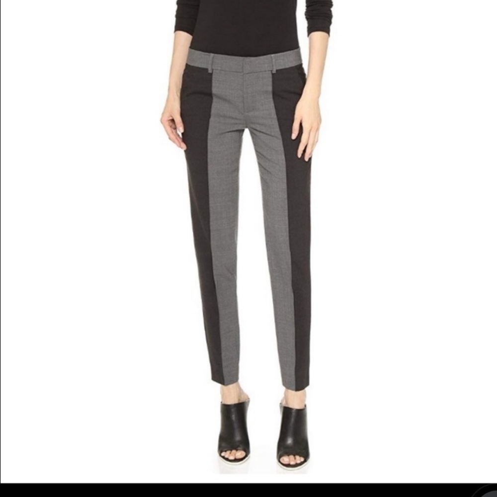 VINCE skinny cropped slacks black and gray color block mid rise size 0 / xs